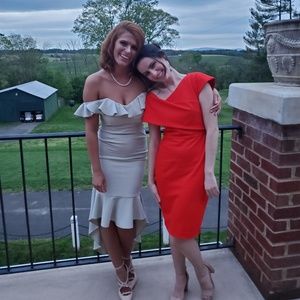 Sage green off the shoulder sweetheart dress